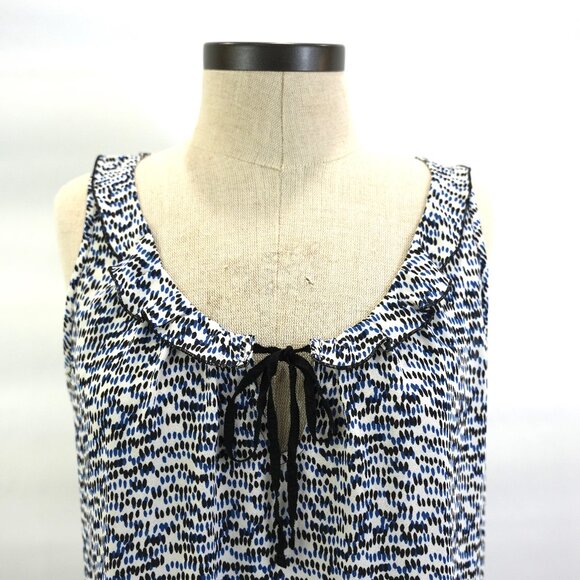 Ann Taylor Loft Women's Camisole Tie Front Blue White Black Size Medium Petite - Picture 2 of 13
